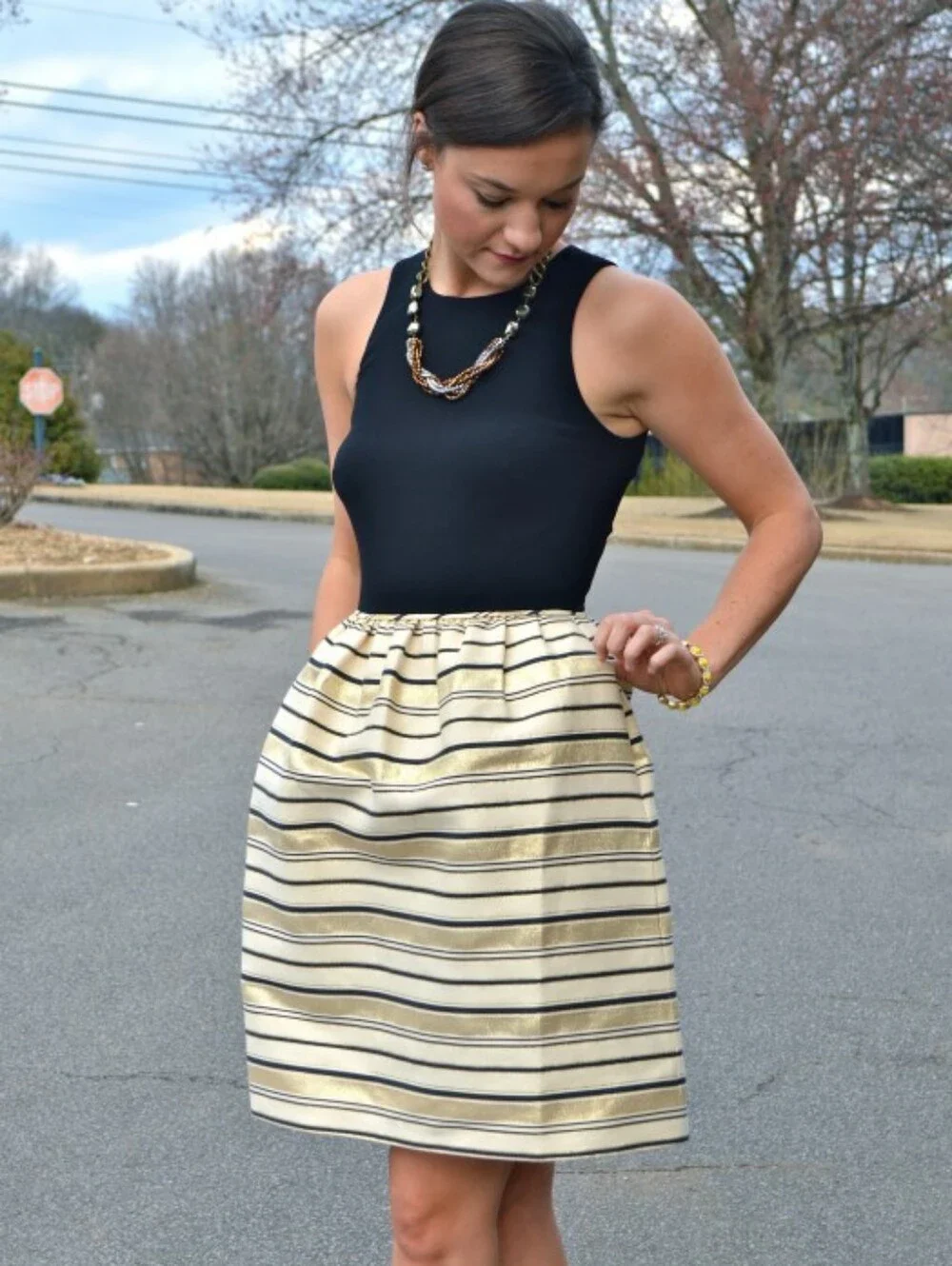 J. Crew Metallic Striped Dress